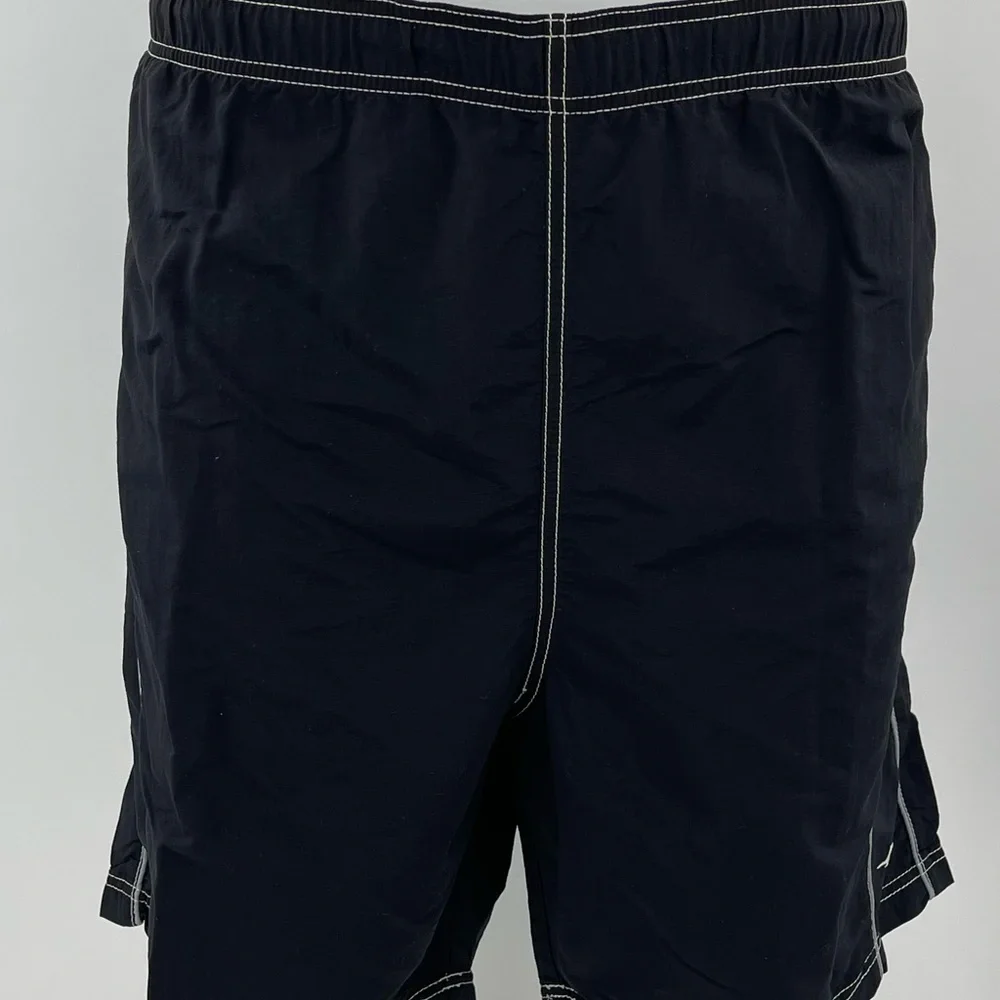 Tommy Bahama‎ Black w/ White Logo Nylon Swim Trunks Bathing Suit Mesh Lined XL